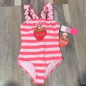 Girl Pink Striped Kids Swim One Piece